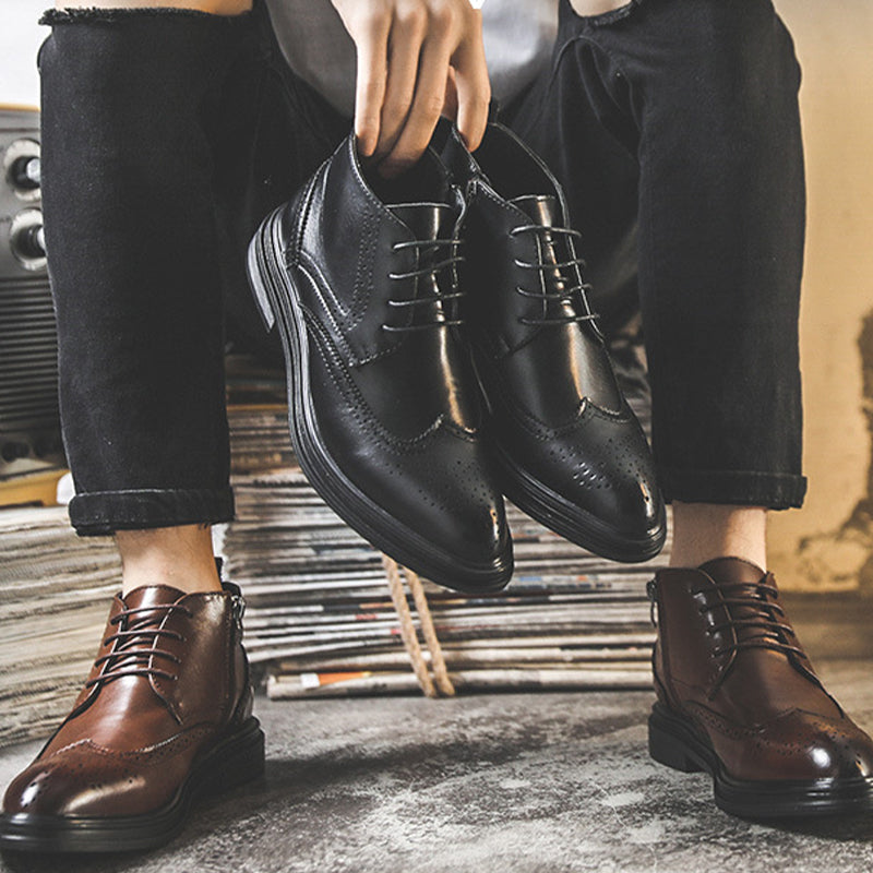 🎅Early Xmas Sales - 50% OFF🎄Men's Lace-Up Carved Wingtip Brogue Boots