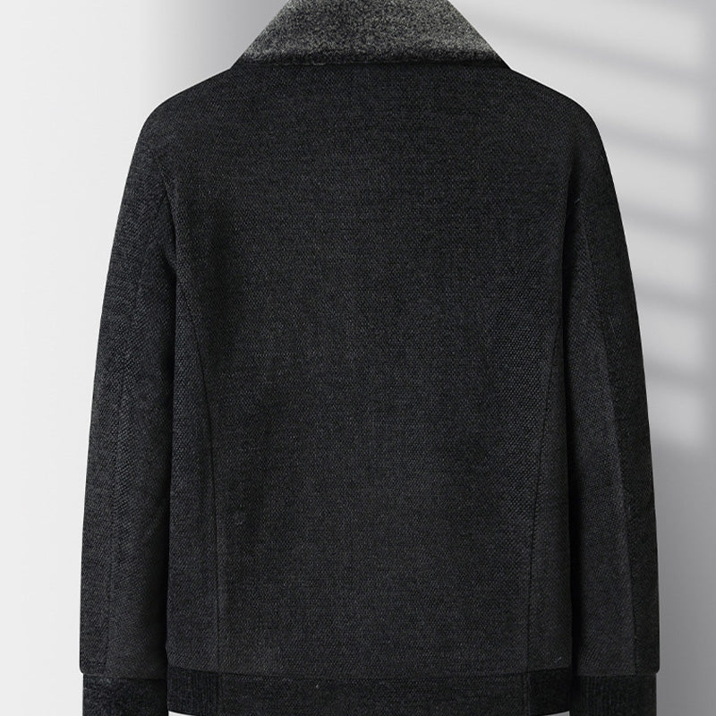 Men's Winter Thickened Lined Lapel Zipper Jacket