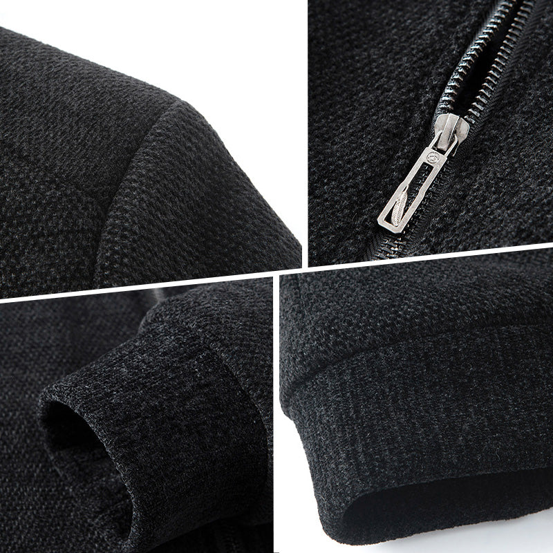 Men's Winter Thickened Lined Lapel Zipper Jacket