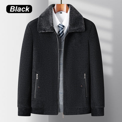 Men's Winter Thickened Lined Lapel Zipper Jacket