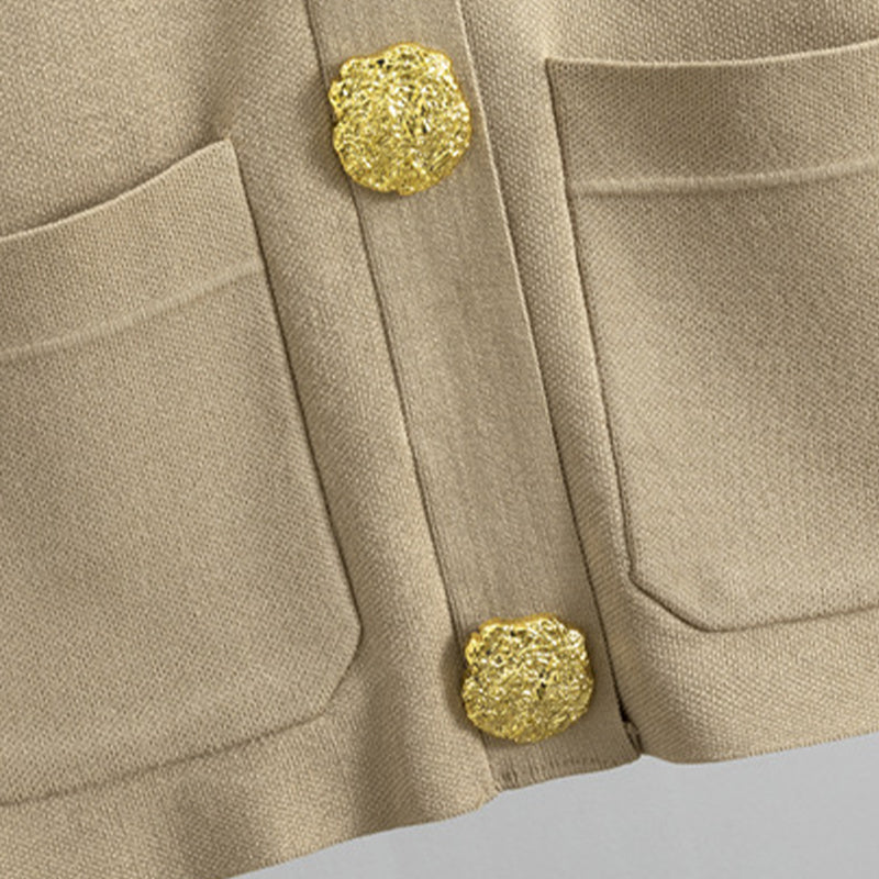 🎅Christmas Gift idea 49% Off 🖤Gold Button Soft Knit Trouser Co-Ord