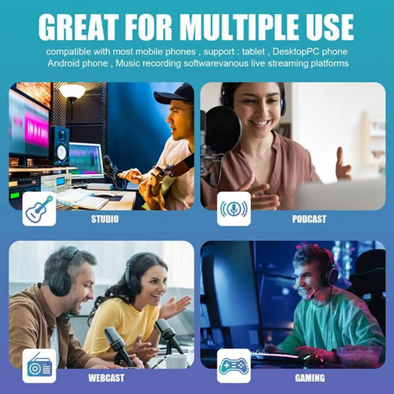 🔥F998 Live Sound Card Audio Mixer, Interfaccia Audio Podcast con Effetti Mixer DJ, Voice Changer con Effetti Sonori per Karaoke Live Streaming Record Gaming🎤