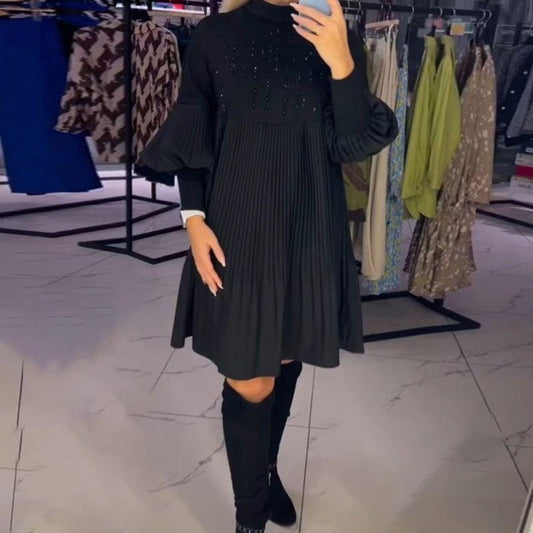 🔥HOT SALE 49% OFF💖Women's Plus Size Lantern Sleeve Stand Collar Dress