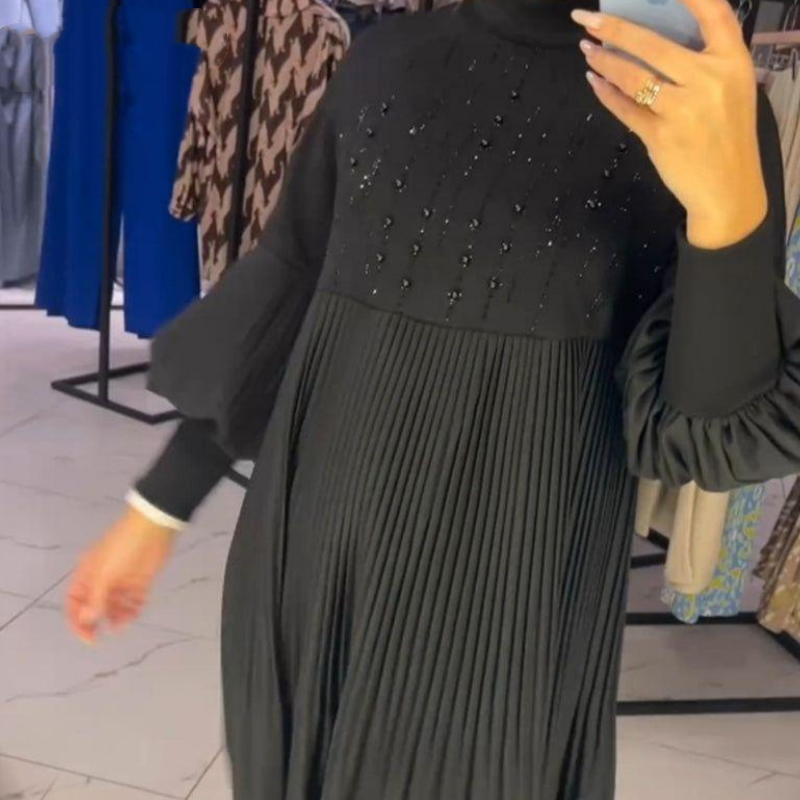 🔥HOT SALE 49% OFF💖Women's Plus Size Lantern Sleeve Stand Collar Dress