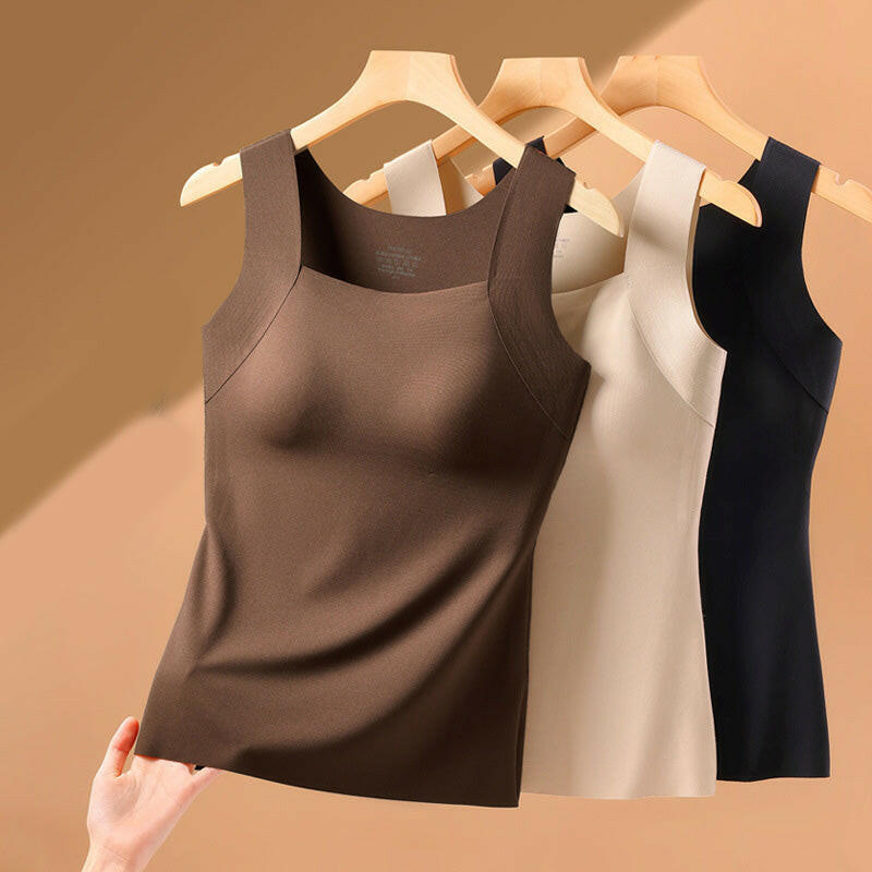 📢📢53%  OFF !! ⏰Women’s U-Neck Thermal Tank with Built-In Bra – Warm, Supportive & Braless Comfort ❄️❤️