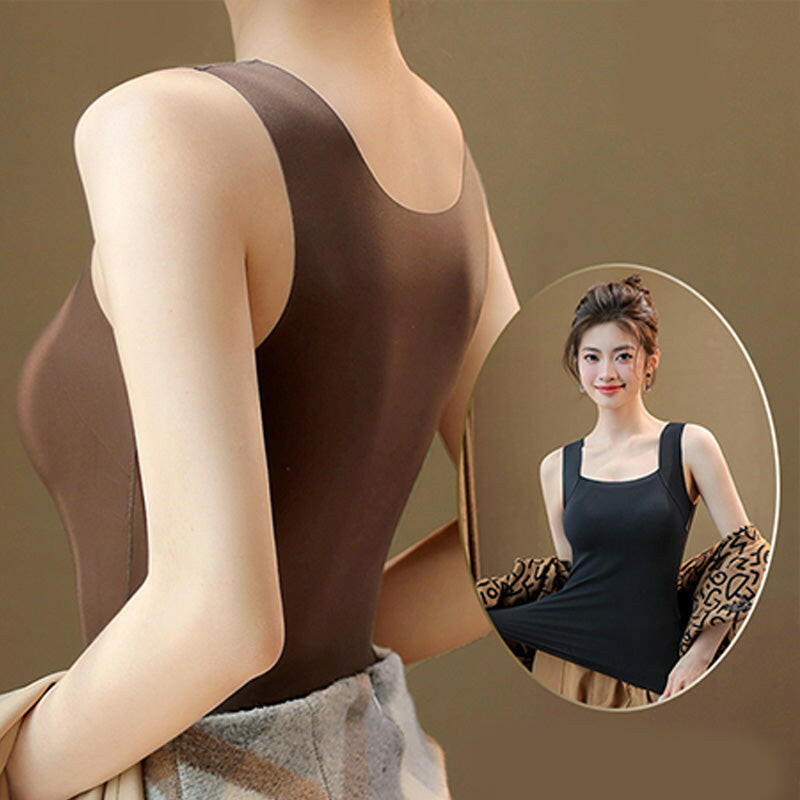 📢📢53%  OFF !! ⏰Women’s U-Neck Thermal Tank with Built-In Bra – Warm, Supportive & Braless Comfort ❄️❤️