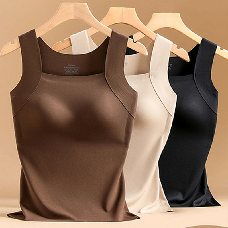 📢📢53%  OFF !! ⏰Women’s U-Neck Thermal Tank with Built-In Bra – Warm, Supportive & Braless Comfort ❄️❤️