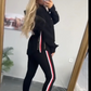 Women's Long-Sleeved Striped Casual Hooded Top&pants