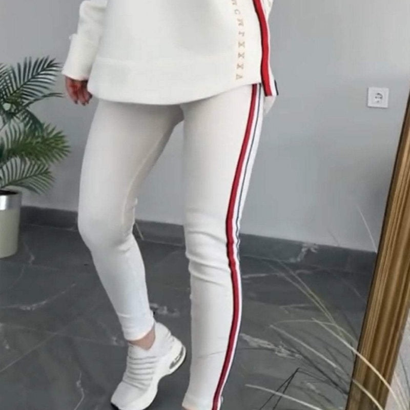 Women's Long-Sleeved Striped Casual Hooded Top&pants