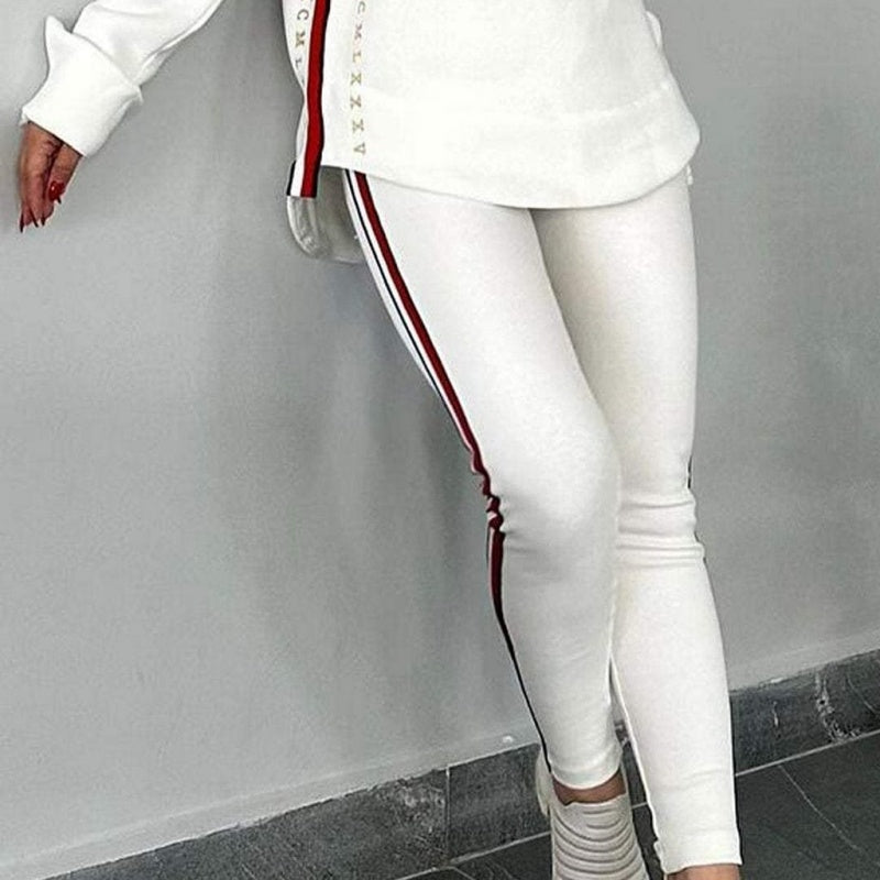 Women's Long-Sleeved Striped Casual Hooded Top&pants