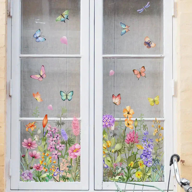 📢📢50% OFF!!⏰Colorful Floral Bouquet Window Sticker🖼️(Cut to size freely)