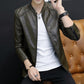 Men's Casual Stand Collar Leather Jacket