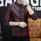 Men's Casual Stand Collar Leather Jacket