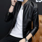 Men's Casual Stand Collar Leather Jacket