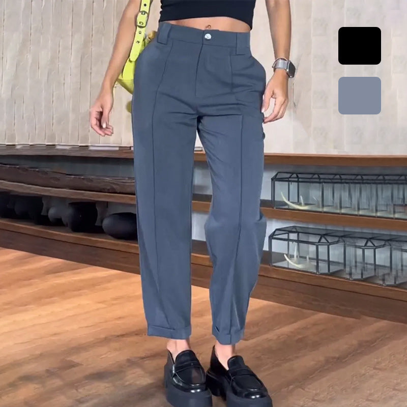 Women's Casual Solid Straight Leg Work Pants