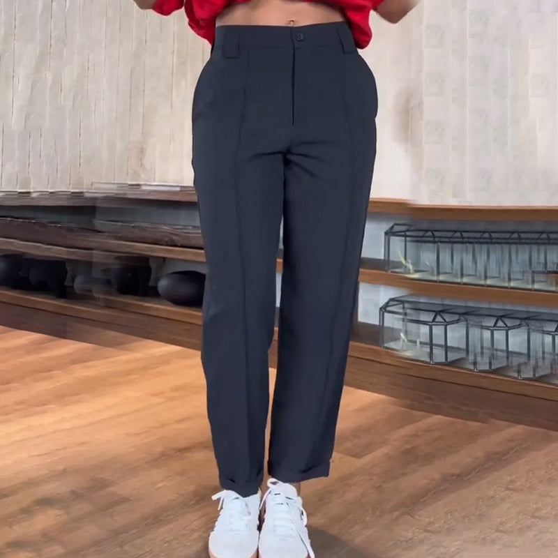 Women's Casual Solid Straight Leg Work Pants