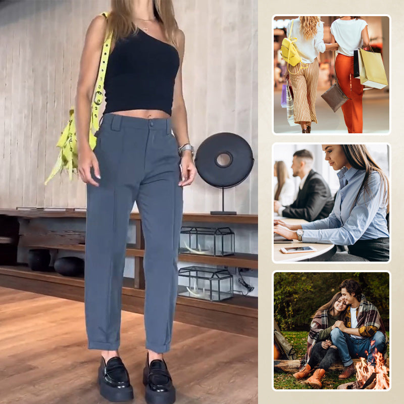 Women's Casual Solid Straight Leg Work Pants