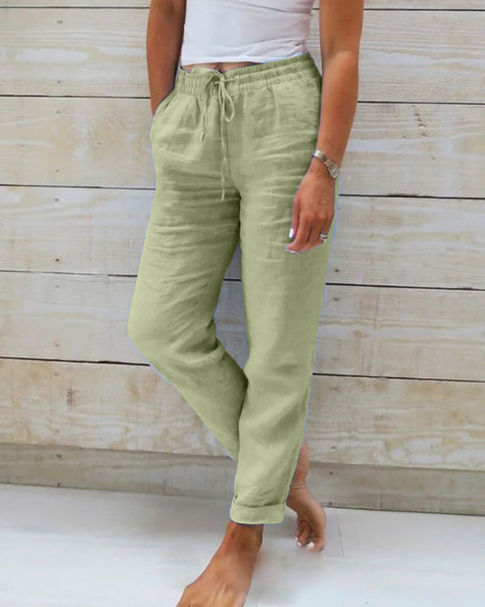 🌸LAST DAY SPECIAL PRICE: ￡14.99!!🌸Women's  Elastic Waist Cotton Linen Casual Pants
