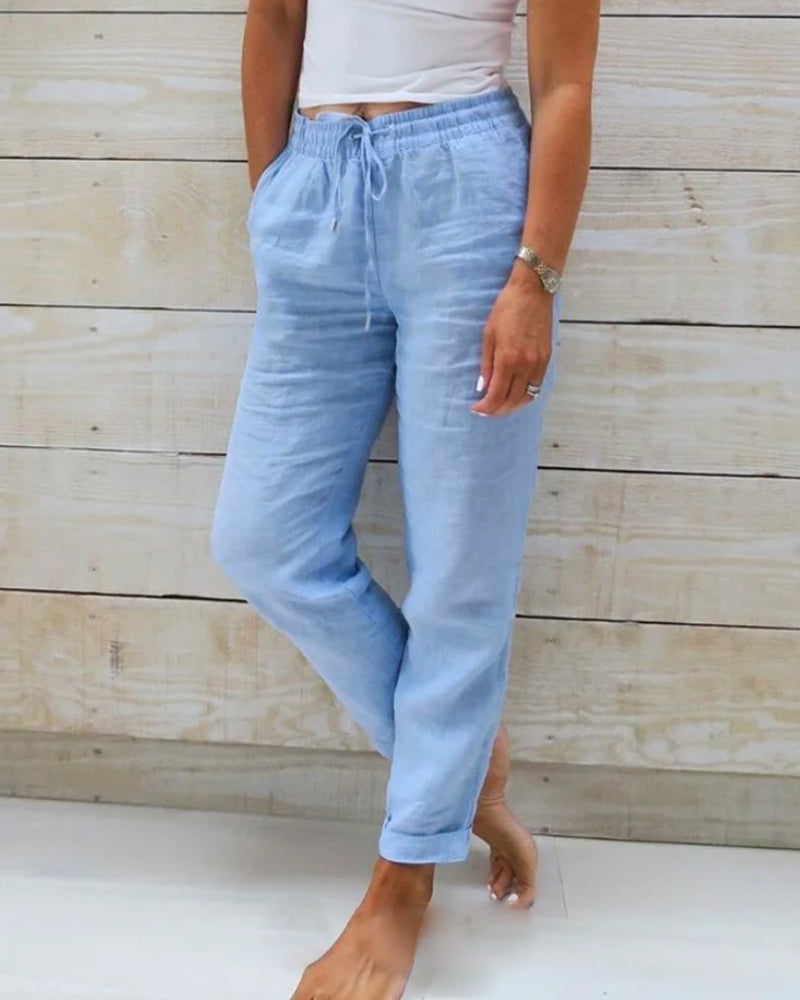 🌸LAST DAY SPECIAL PRICE: ￡14.99!!🌸Women's  Elastic Waist Cotton Linen Casual Pants
