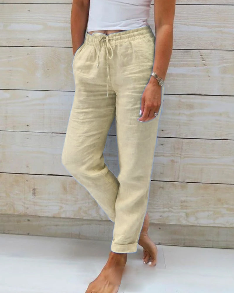 🌸LAST DAY SPECIAL PRICE: ￡14.99!!🌸Women's  Elastic Waist Cotton Linen Casual Pants