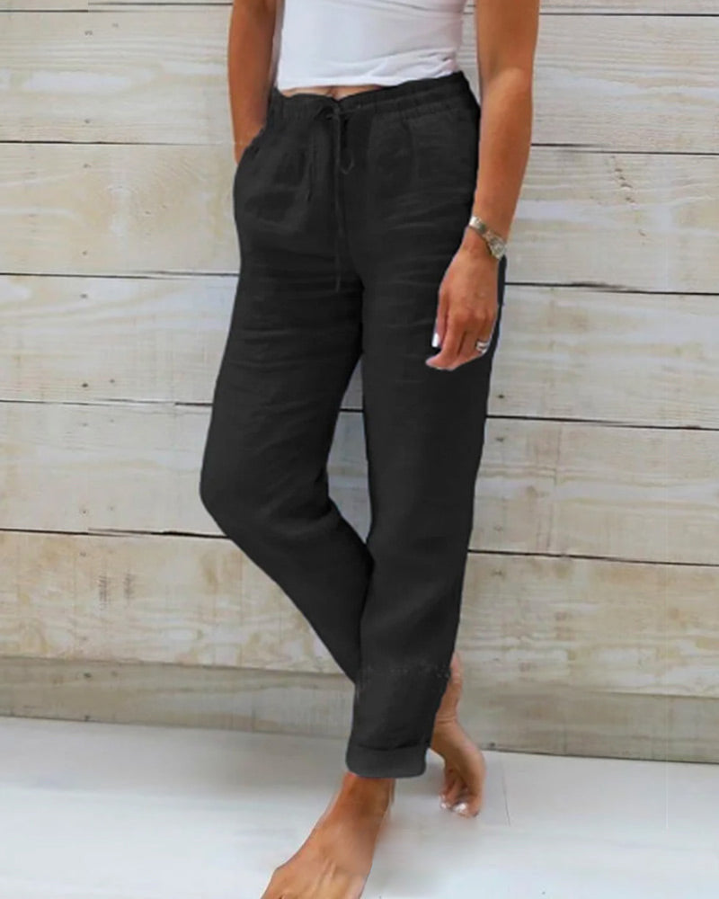 🌸LAST DAY SPECIAL PRICE: ￡14.99!!🌸Women's  Elastic Waist Cotton Linen Casual Pants