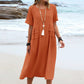 🔥Clearance Sale🔥Women's Round Neck Cotton Linen Midi Dress（The more you buy, the higher the discount）
