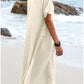 🔥Clearance Sale🔥Women's Round Neck Cotton Linen Midi Dress（The more you buy, the higher the discount）