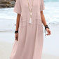 🔥Clearance Sale🔥Women's Round Neck Cotton Linen Midi Dress（The more you buy, the higher the discount）