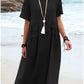 🔥Clearance Sale🔥Women's Round Neck Cotton Linen Midi Dress（The more you buy, the higher the discount）