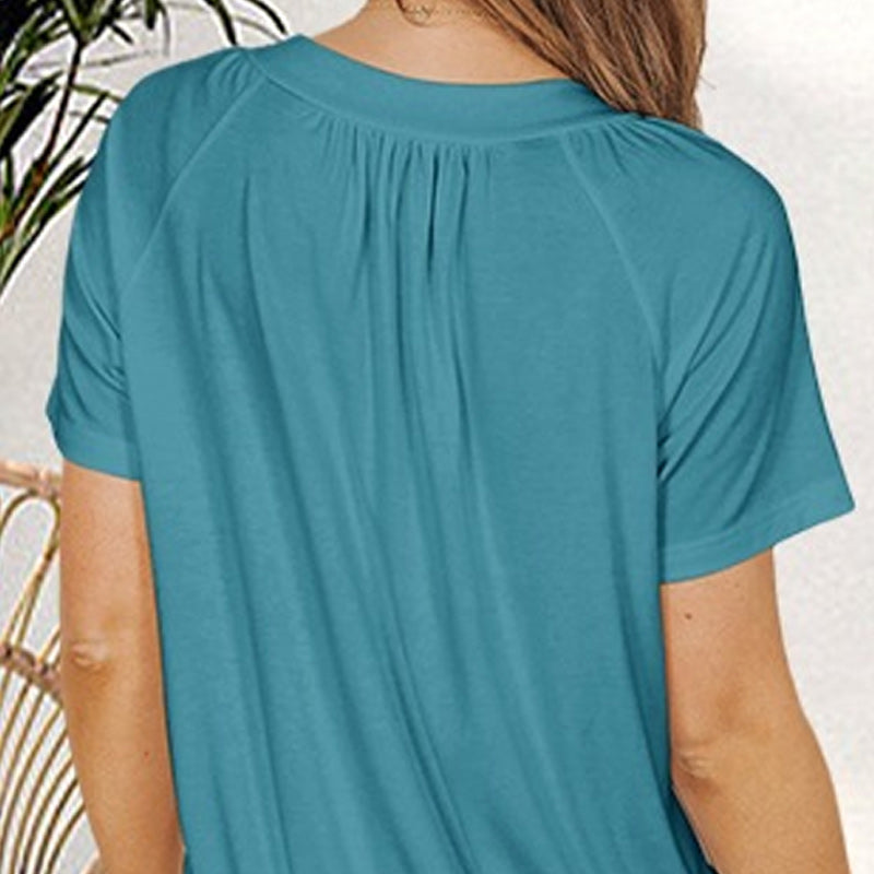 🔥Mother's Day Hot Sale 50%🔥🎉Buy 2 get extra 5% off & free shipping 🎉Women's Casual Pleated V-Neck Short-Sleeve Top