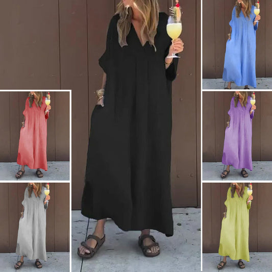 ⏳ Limited time 50% off! 💥Casual Flowy V-neck Dress For Women（The more you buy, the higher the discount）