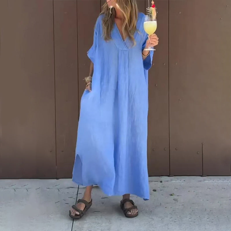 ⏳ Limited time 50% off! 💥Casual Flowy V-neck Dress For Women（The more you buy, the higher the discount）