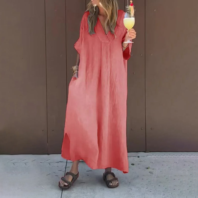 ⏳ Limited time 50% off! 💥Casual Flowy V-neck Dress For Women（The more you buy, the higher the discount）