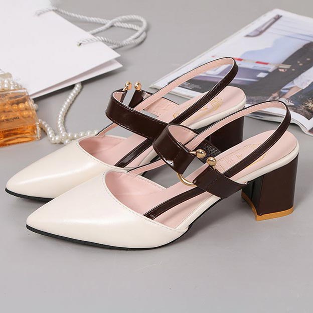 Women's Stylish Pointed Toe Chunky High-heel Sandals