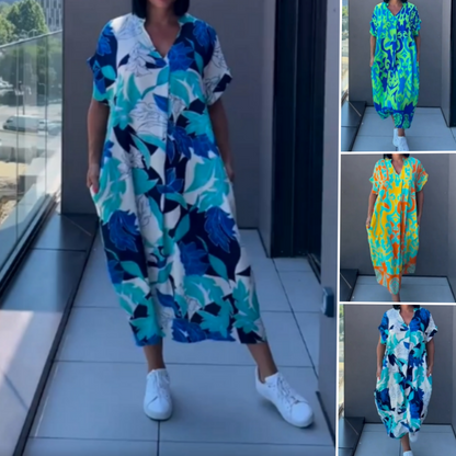 💃👗Effortlessly Chic💖 Women's Printed V - Neck Casual Elegant Dress