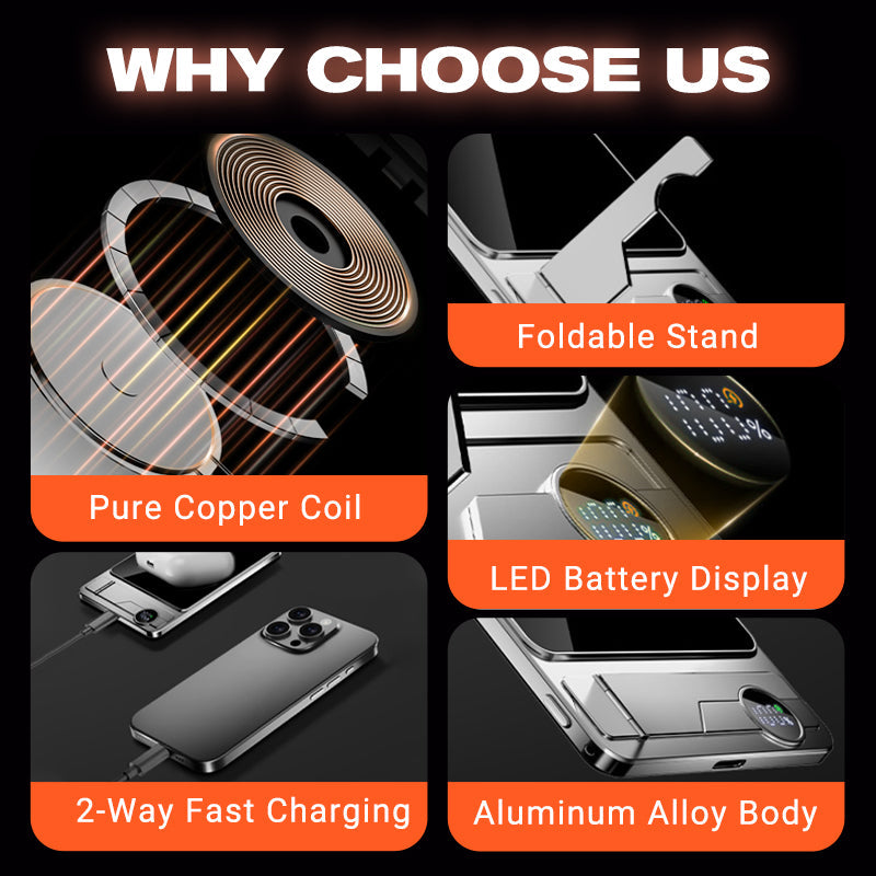 ⏳Limited time 50% discount💥Ultra Thin Magnetic Portable Charger with Stand