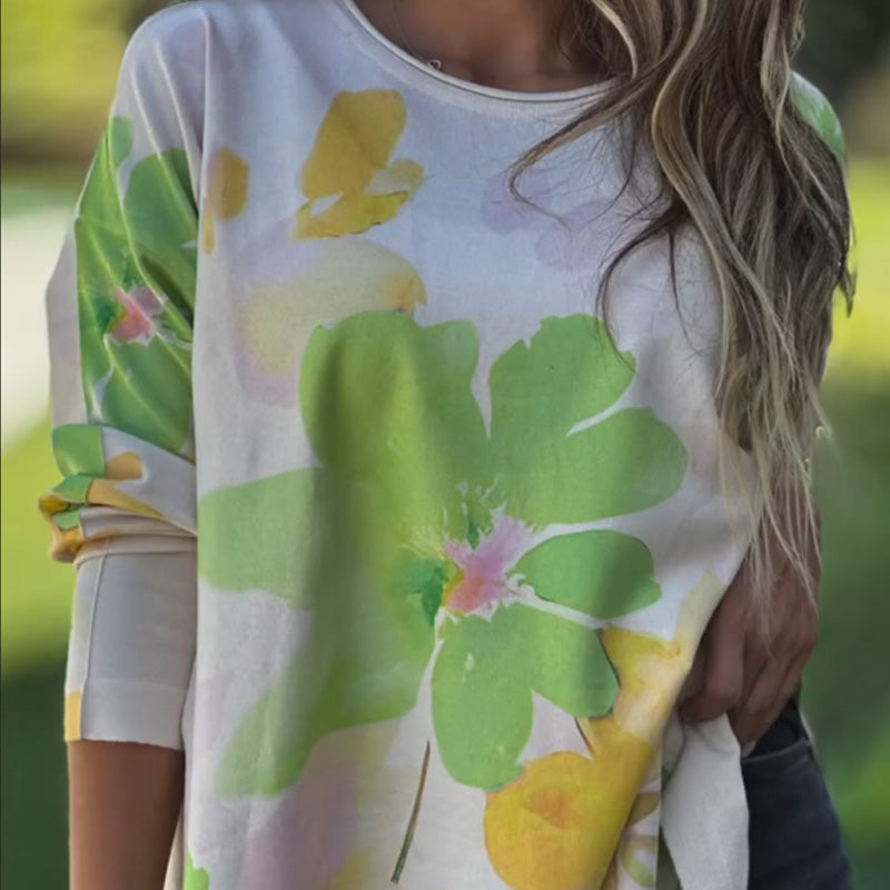 Women's Round Neck Loose Printed Top