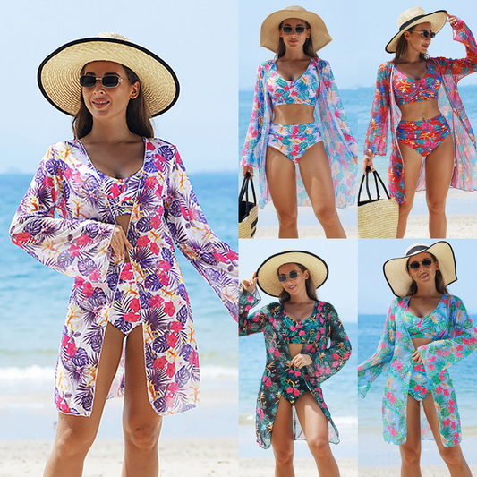 🏖️Summer Hot Sale 54% OFF🌼Women's Fashion Multicolor Printed Bikini Swimsuit 3 Piece Set