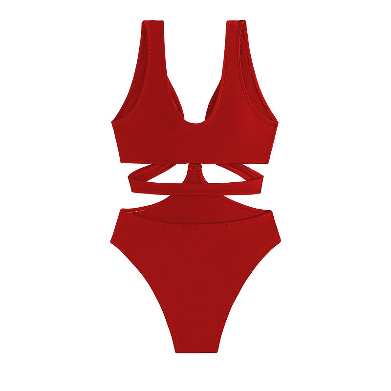 Women's Solid Color Sexy Skinny Bikini One-piece Swimsuit