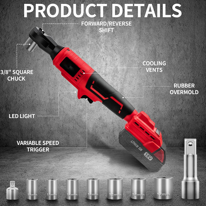 🔥Last Day Special Sale 49% OFF🔥 3/8" Brushless Cordless Ratchet Wrench Set🔧High Torque, Rechargeable, 4-Socket Kit