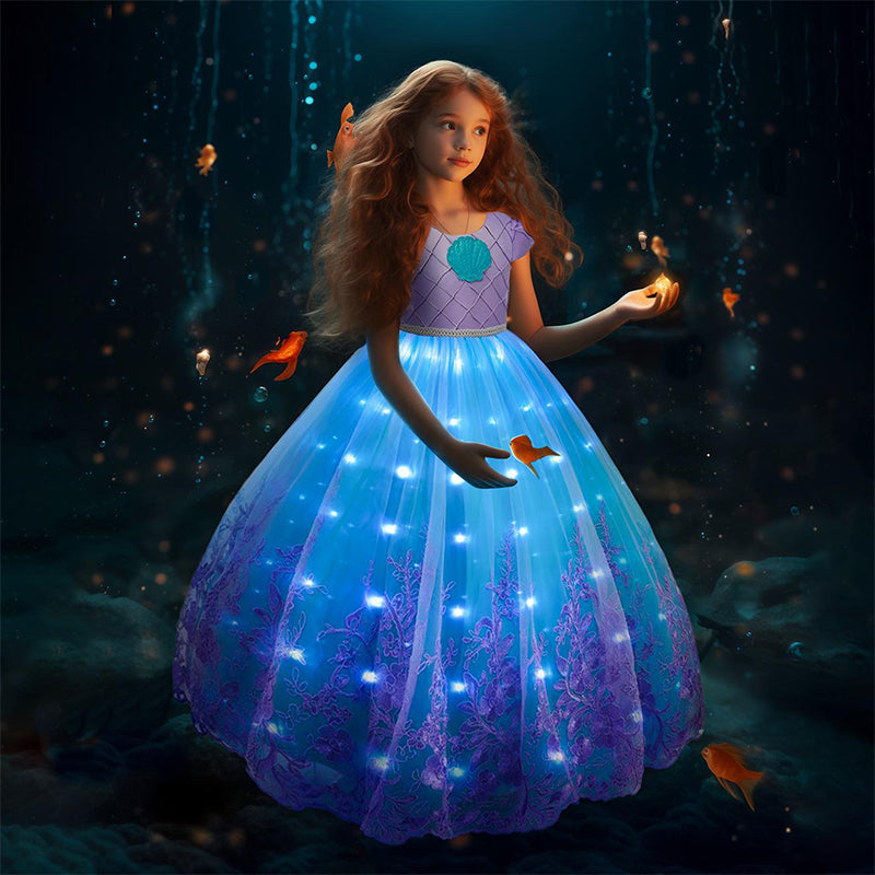 Mermaid-themed children's light-up party dress set