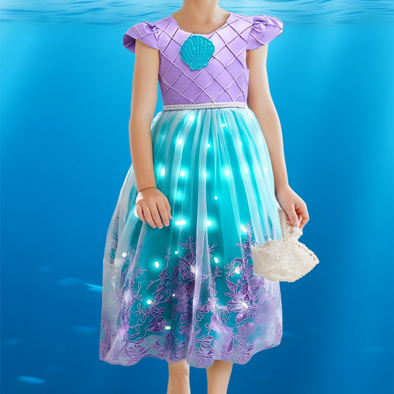 Mermaid-Themed Light-Up Party Dress Set for Kids