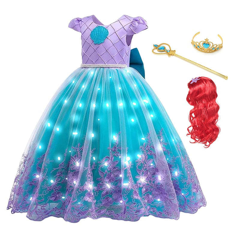 Mermaid-Themed Light-Up Party Dress Set for Kids