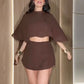 Women's Stylish Crop Top Mini Skirt 2-Piece Set