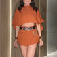 Women's Stylish Crop Top Mini Skirt 2-Piece Set