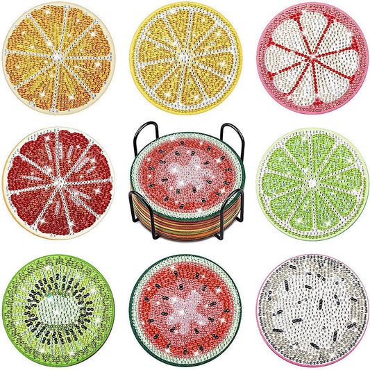 DIY Rhinestone Art Painting Coasters Kit with Holder