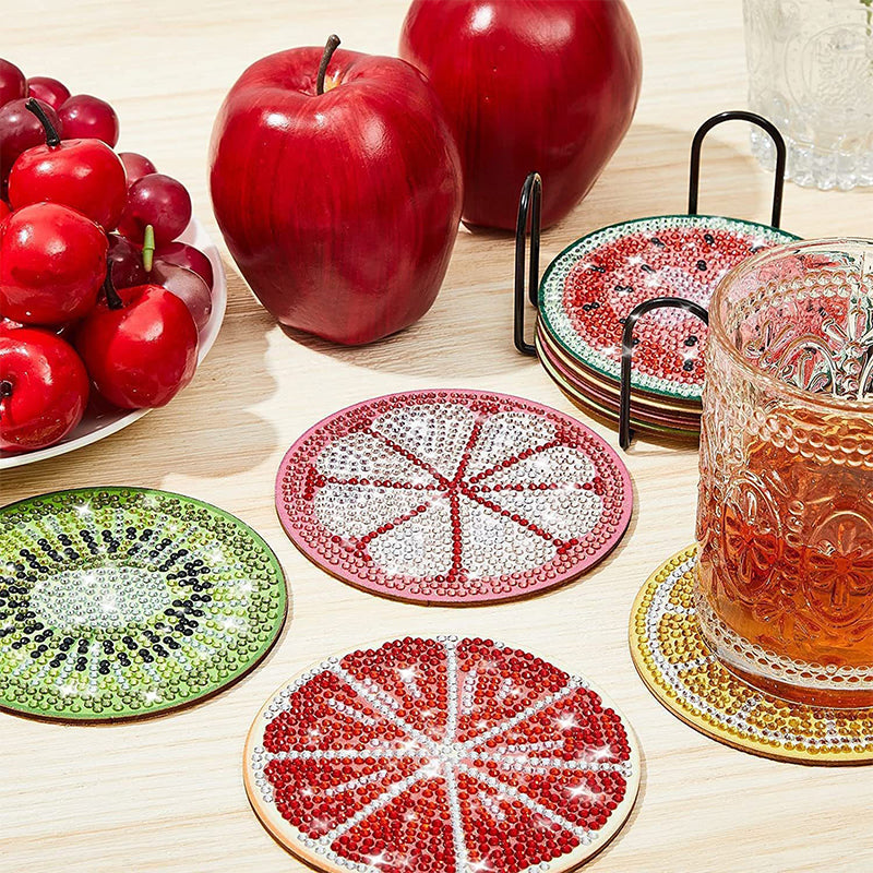 DIY Rhinestone Art Painting Coasters Kit with Holder