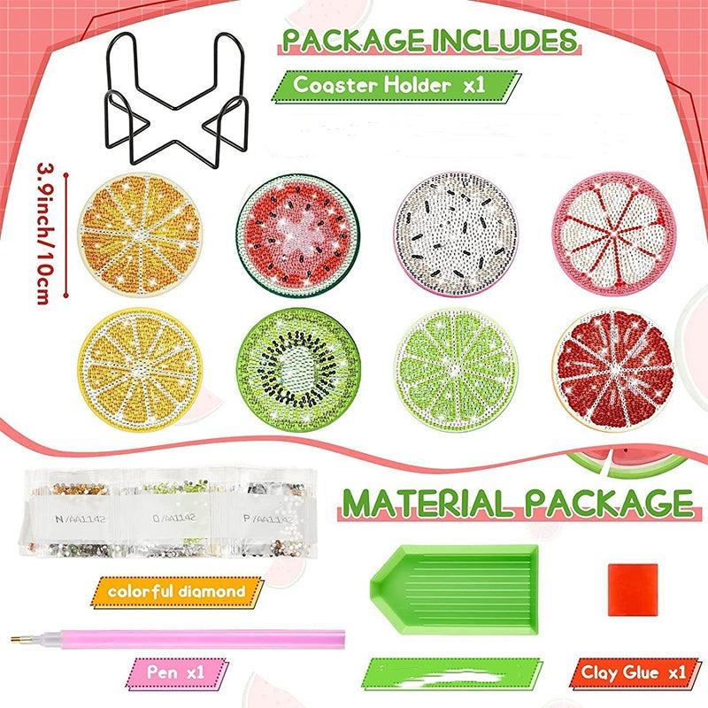 DIY Rhinestone Art Painting Coasters Kit with Holder