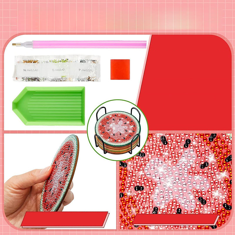 DIY Rhinestone Art Painting Coasters Kit with Holder