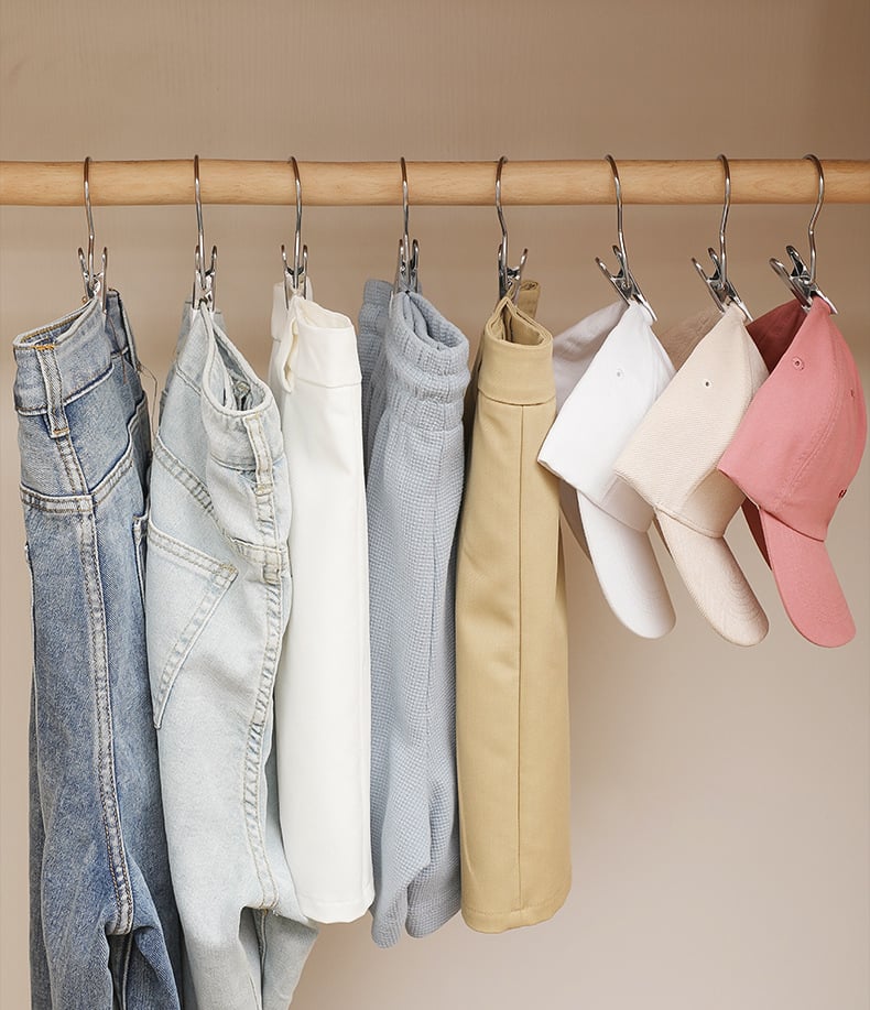 💥2025 Hot Sale- 49% OFF💥Anti-rust Clip Space-saving Clothespin Hat Pants Storage Hanging Travel Hook
